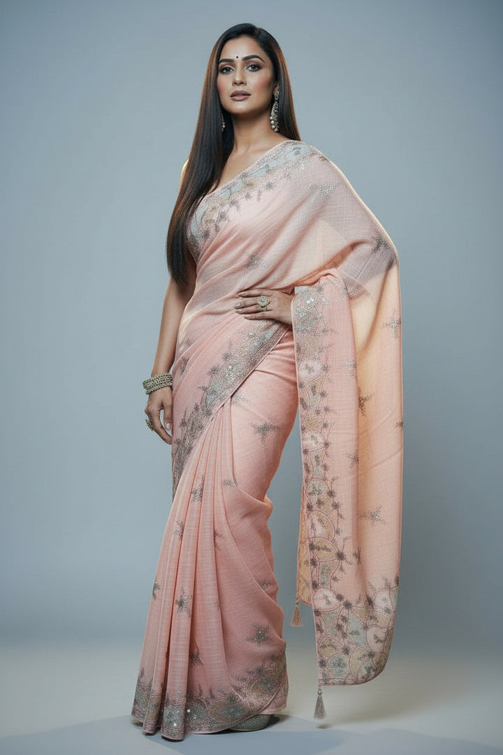 Flexing The Linen  Saree