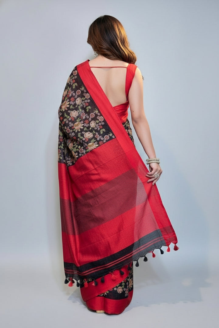 Breeze of Linen-Subtle Sophistication(Embroidered Saree)