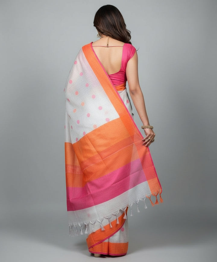 Radiant Loom- Tissue Linen Saree with Dual Color Border