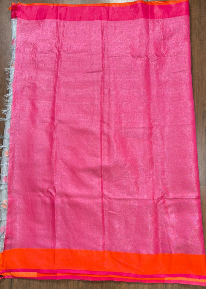 Radiant Loom- Tissue Linen Saree with Dual Color Border