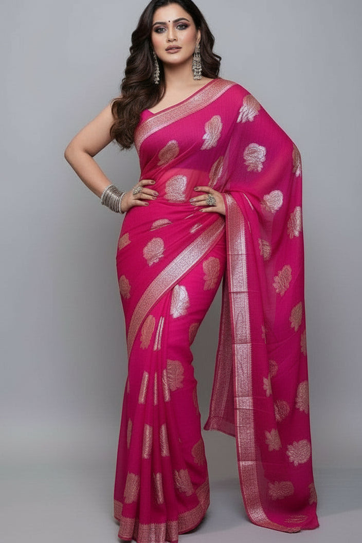 Rose Gold- Georgette Silk Saree