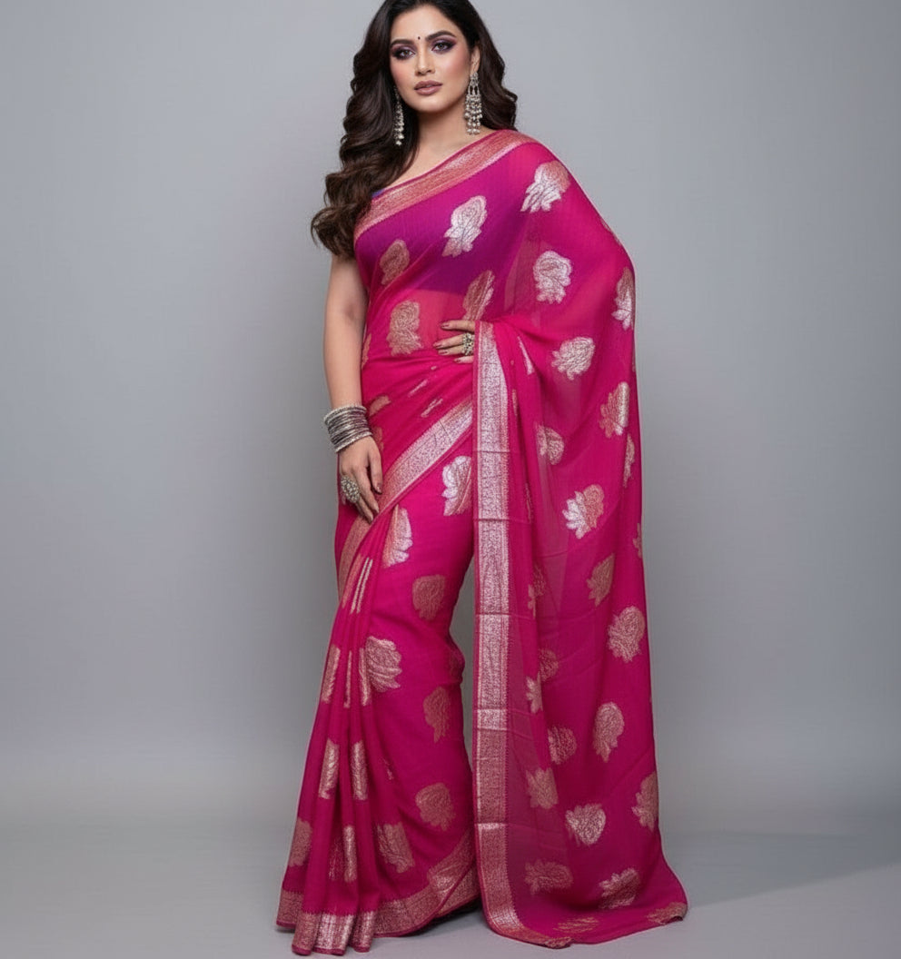 Rose Gold- Georgette Silk Saree