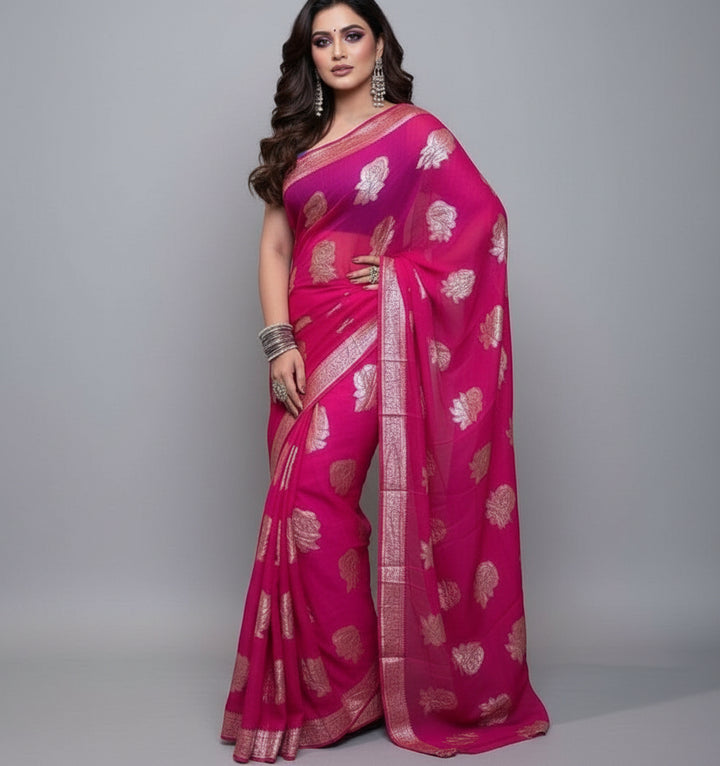 Rose Gold- Georgette Silk Saree