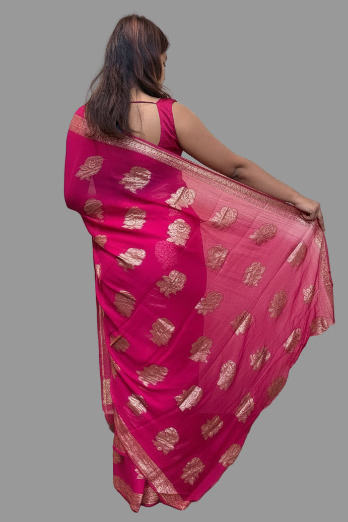 Rose Gold- Georgette Silk Saree