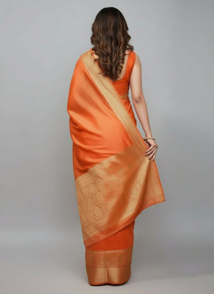 Pure Handwoven Silk Linen Banarasi Saree [new]