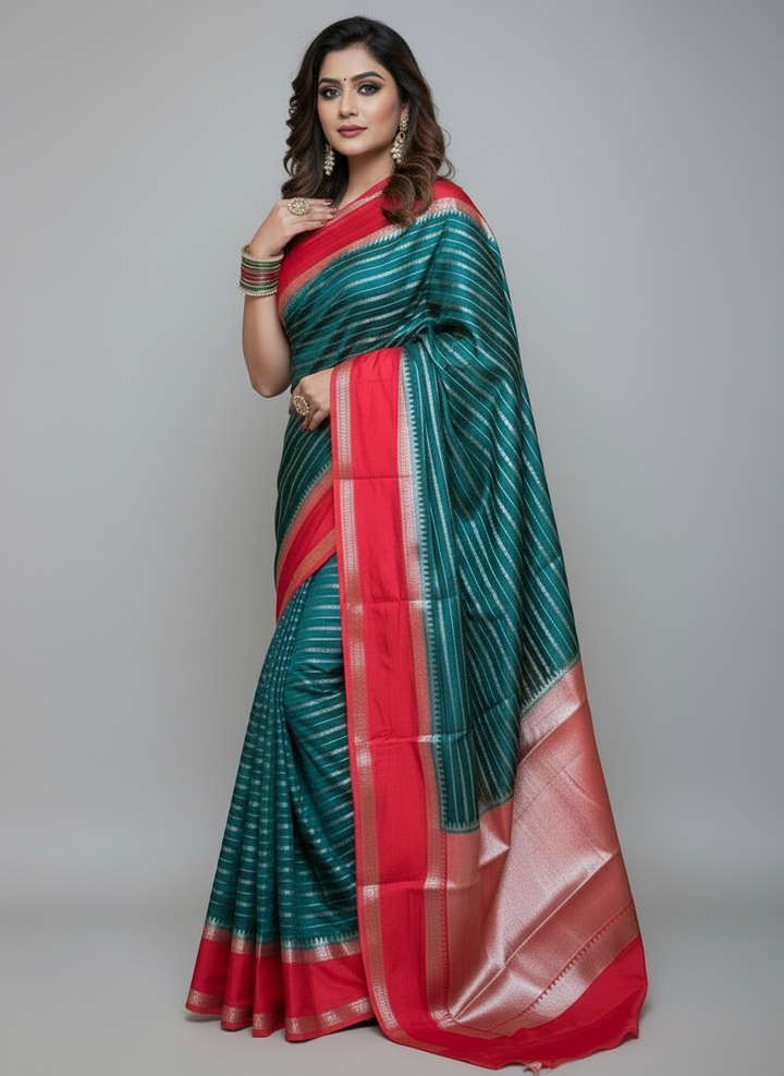 Elegant Emerald Banarasi Saree