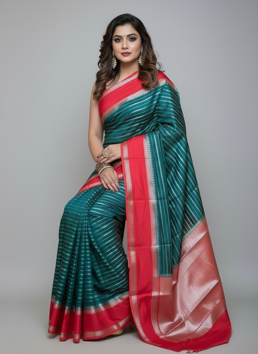 Elegant Emerald Banarasi Saree