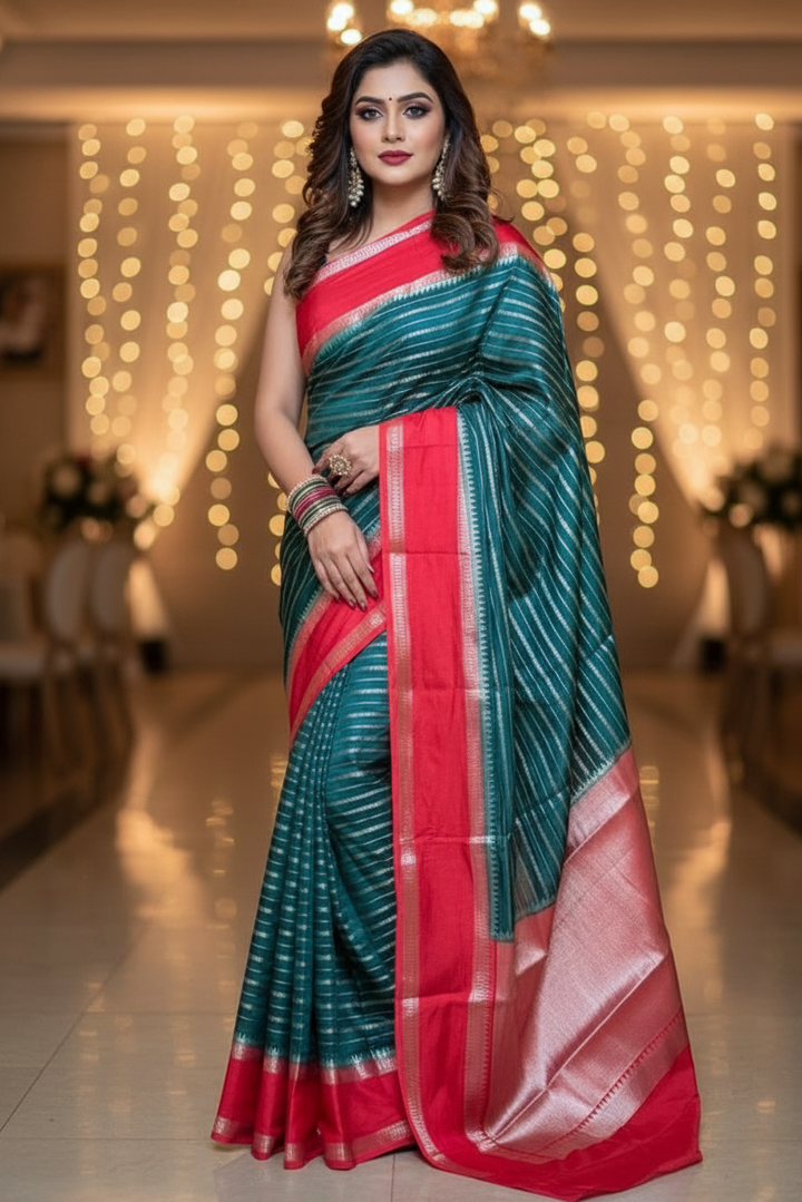 Elegant Emerald Banarasi Saree