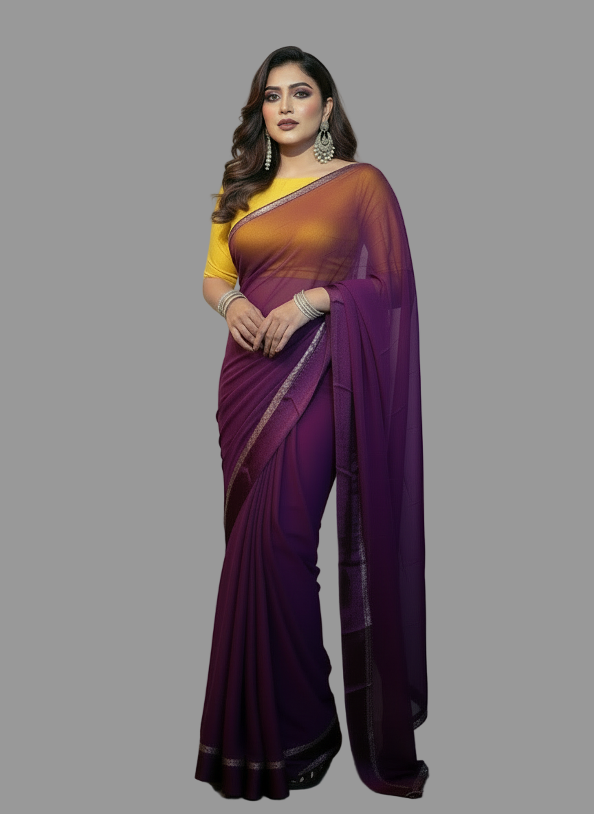 Sheer Elegant Matte Finished Georgette Saree