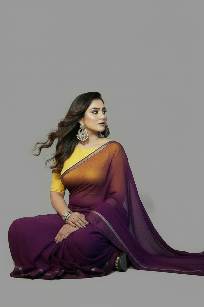 Sheer Elegant Matte Finished Georgette Saree