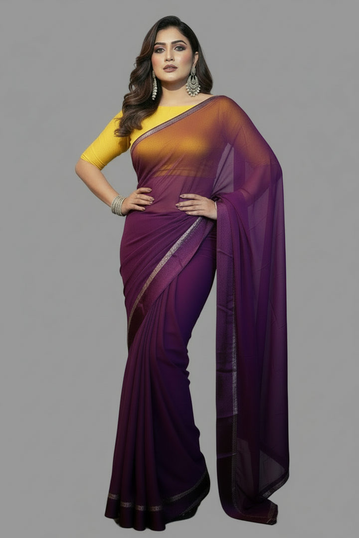 Sheer Elegant Matte Finished Georgette Saree