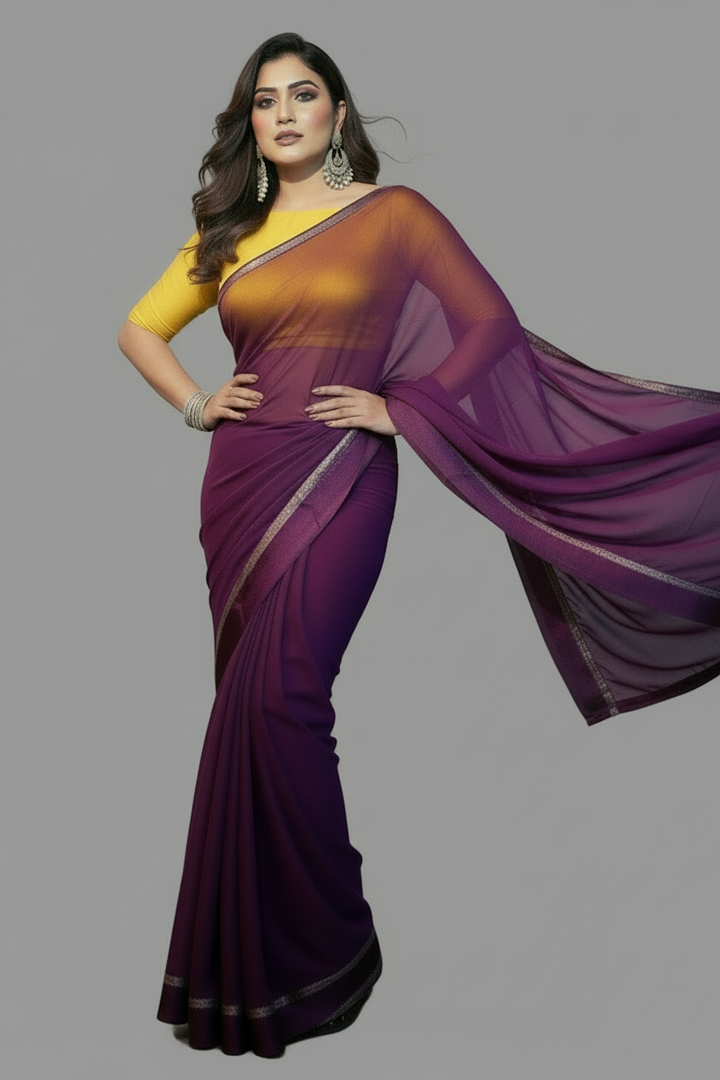 Sheer Elegant Matte Finished Georgette Saree