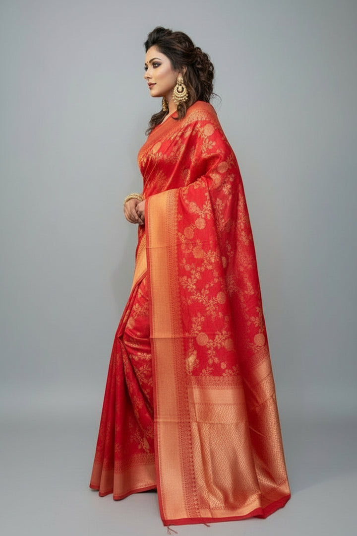 Red Earth Fancy Silk Saree