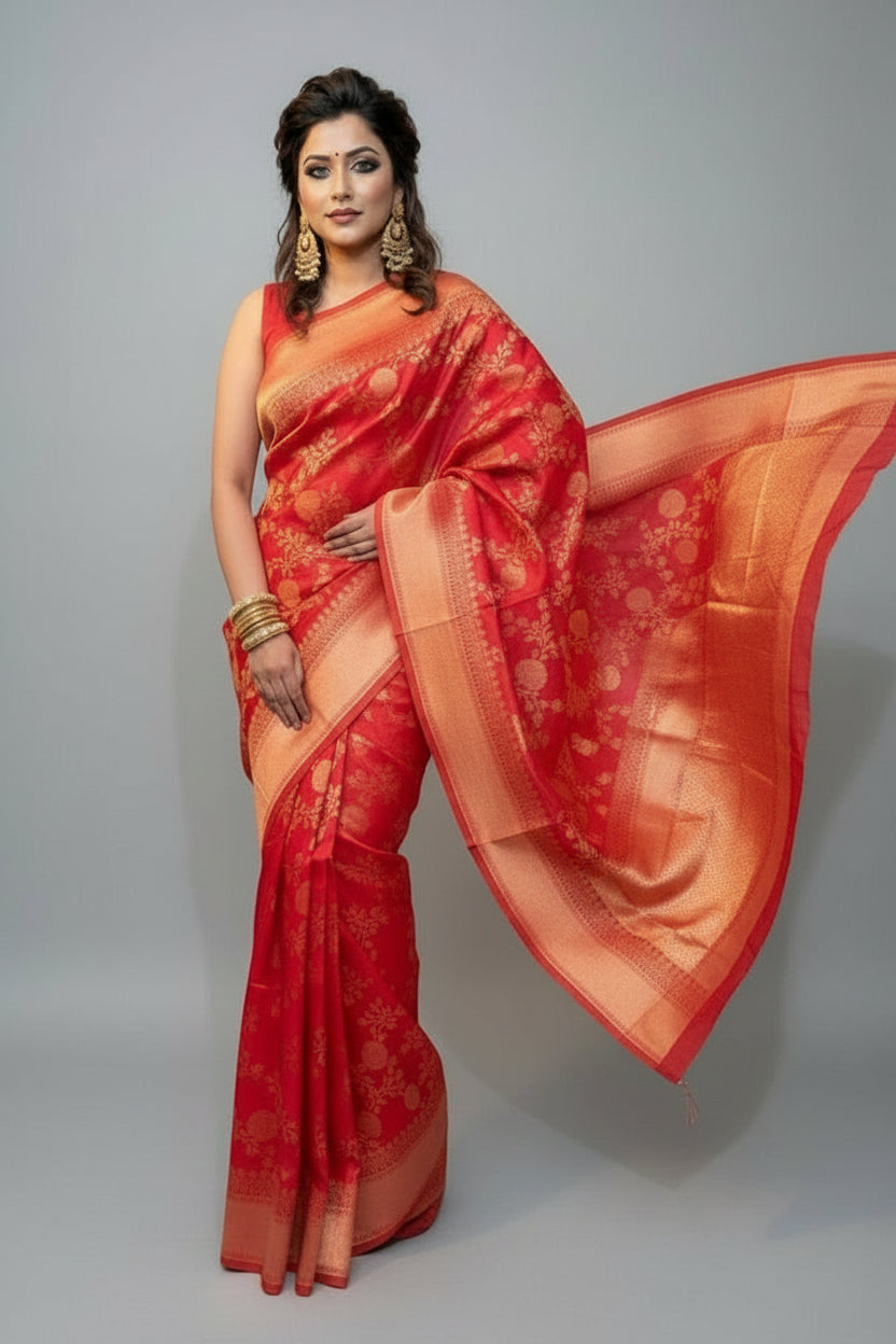 Red Earth Fancy Silk Saree