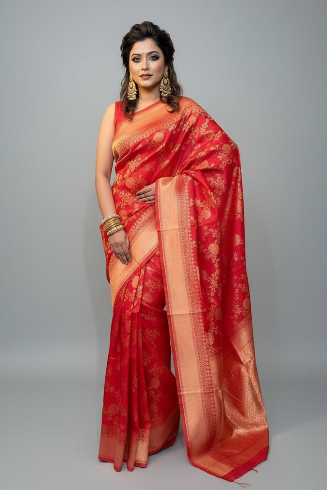 Red Earth Fancy Silk Saree