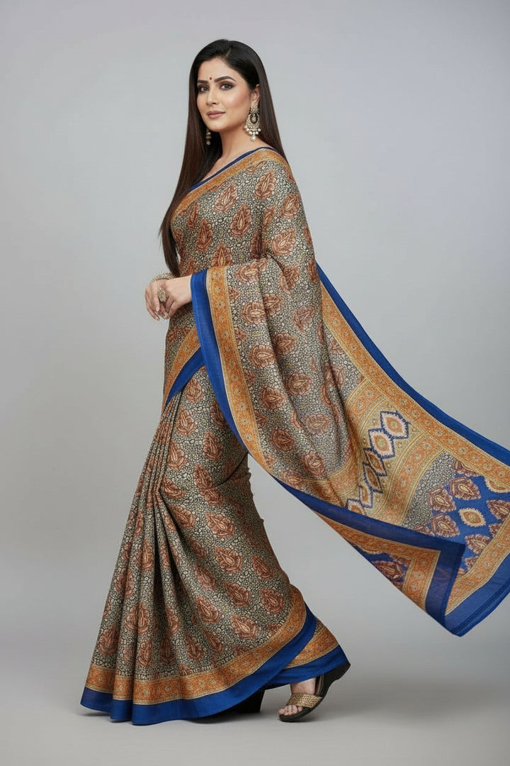 Fancy Silk Saree With Pashmina Print