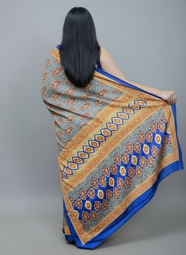 Fancy Silk Saree With Pashmina Print