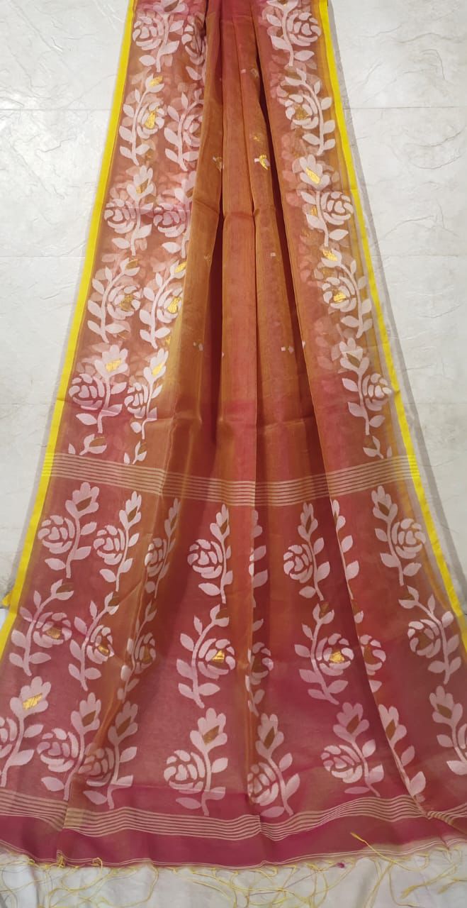 Rani Golap Muslin Banarasi Saree