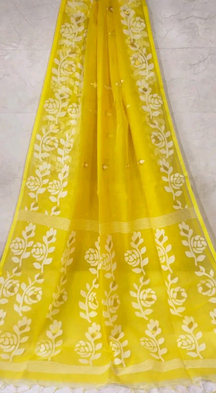 Rani Golap Muslin Banarasi Saree