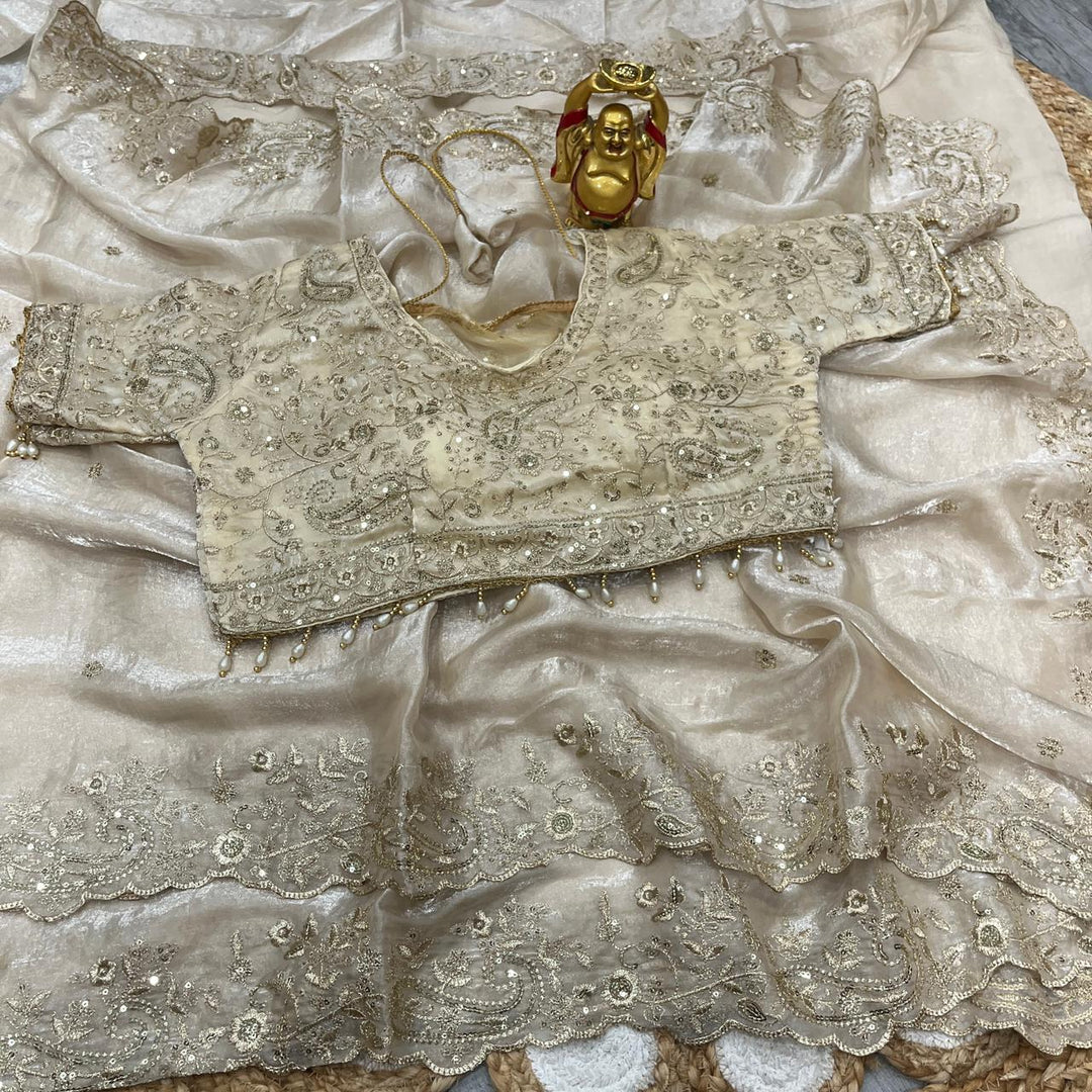 light Leaf Fancy Space Silk Saree