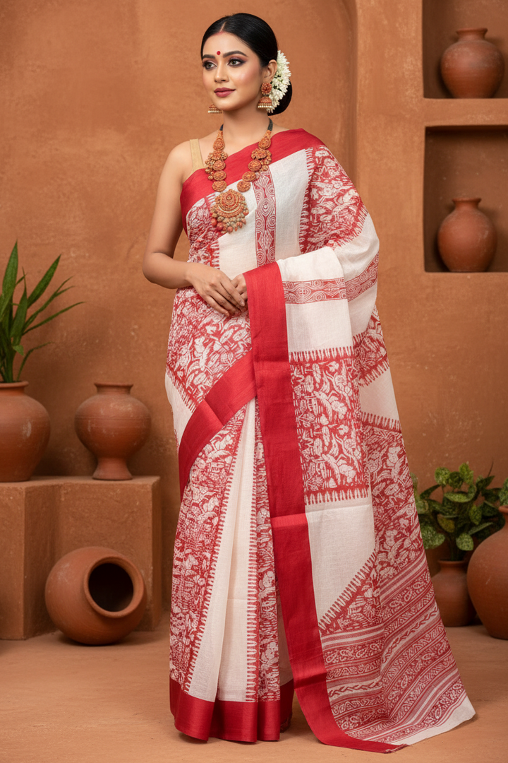 Village Chronicle Handloom Dhonekhali Cotton Saree