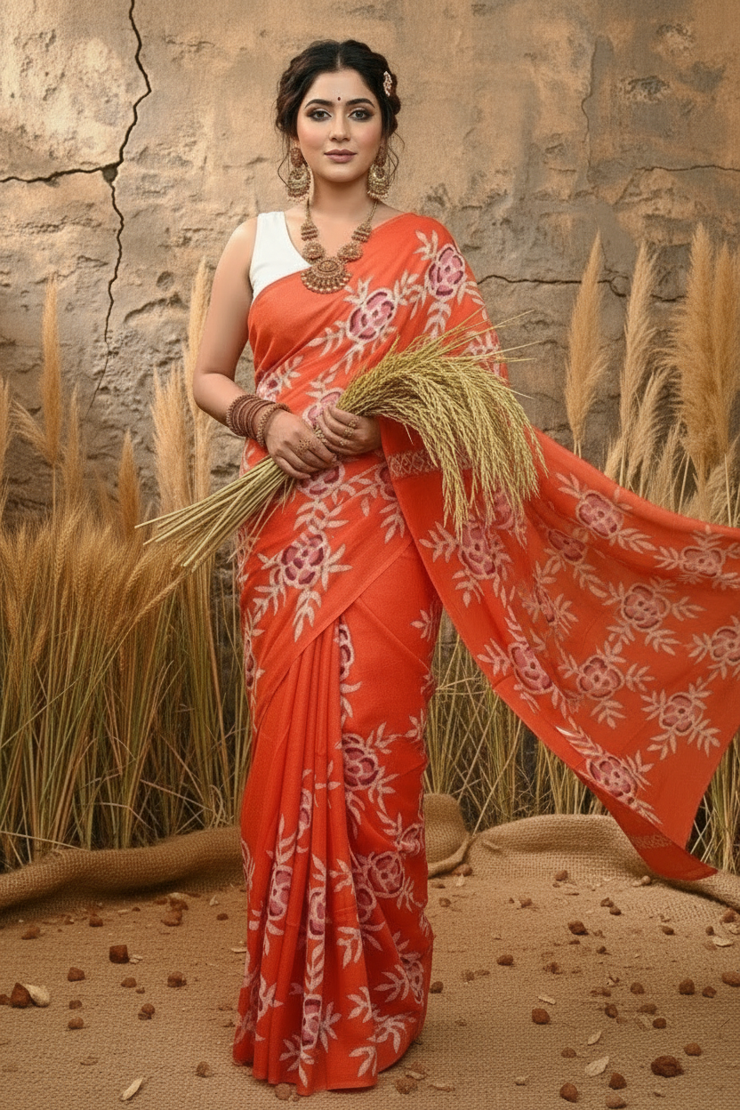 Bonolata- Batik Print Cotton Saree