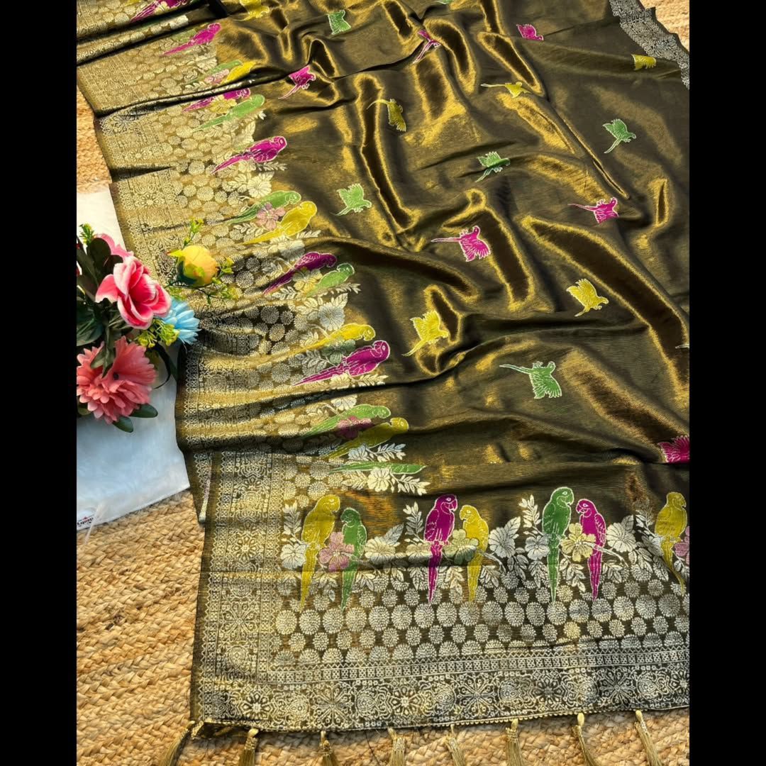 Bloom in Earth Tissue Organza Silk Saree