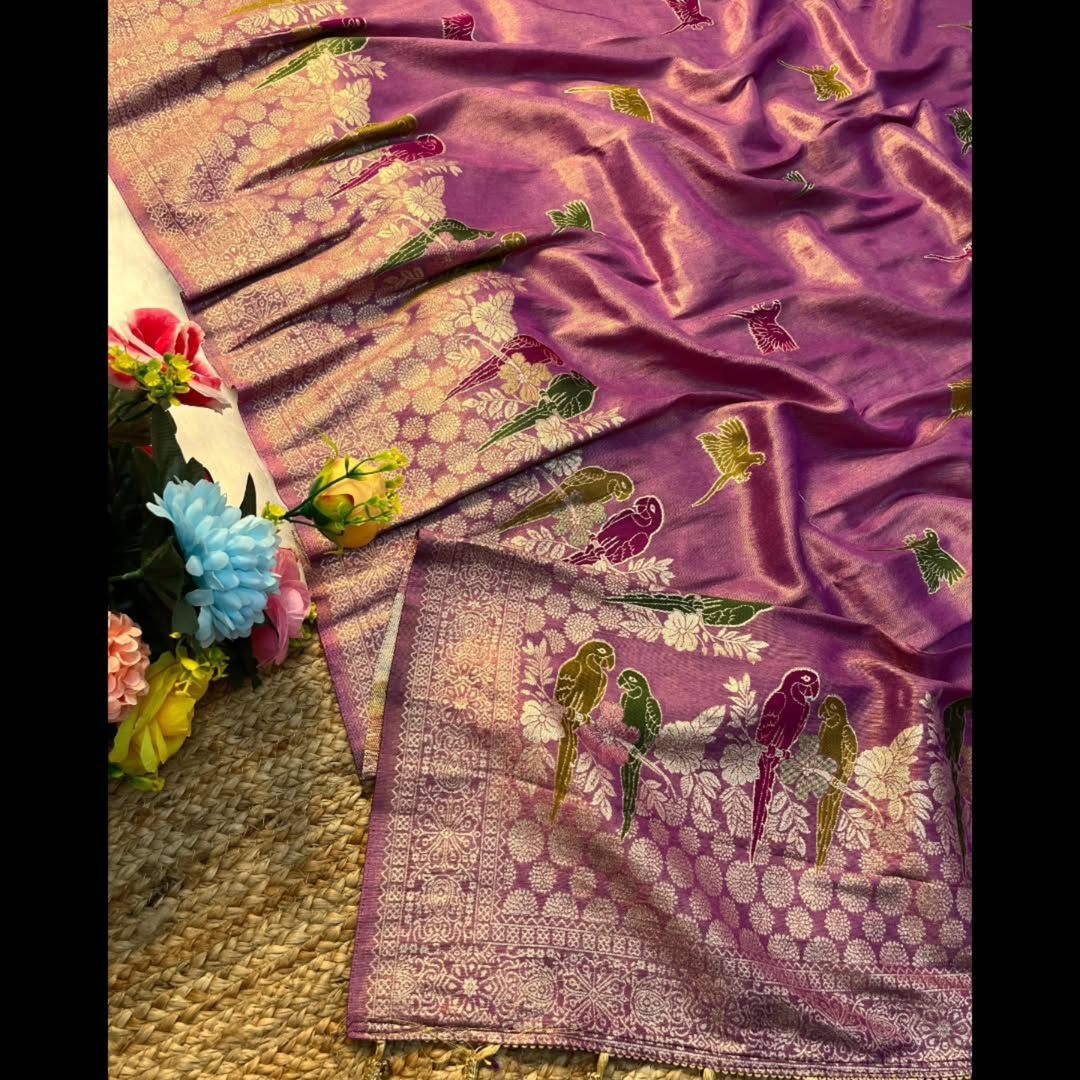 Bloom in Earth Tissue Organza Silk Saree