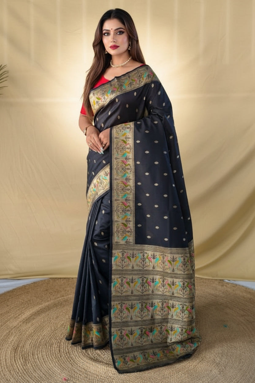 Black Gemini Banarasi Silk Saree