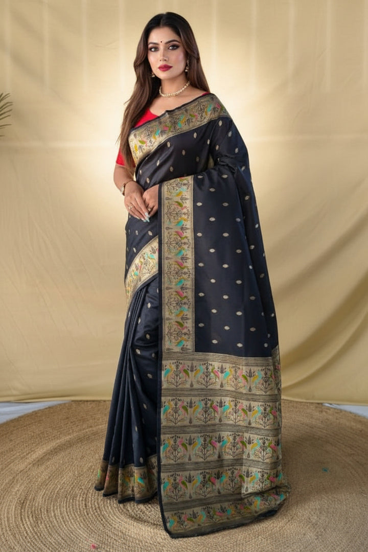 Black Gemini Banarasi Silk Saree