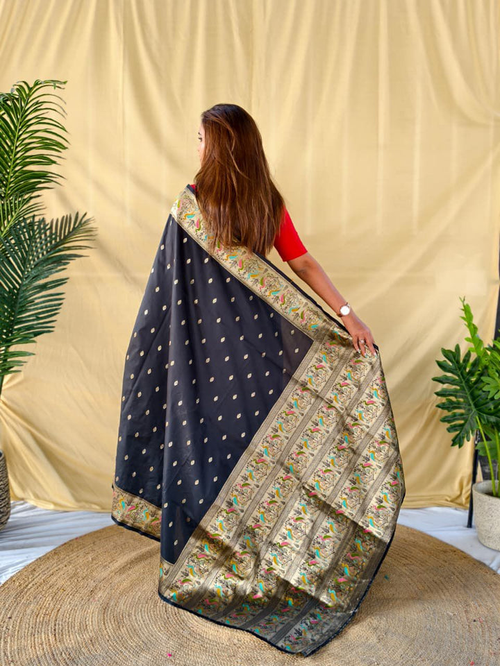 Black Gemini Banarasi Silk Saree