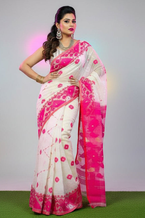 Taan Agni Dhakai Jamdani Saree