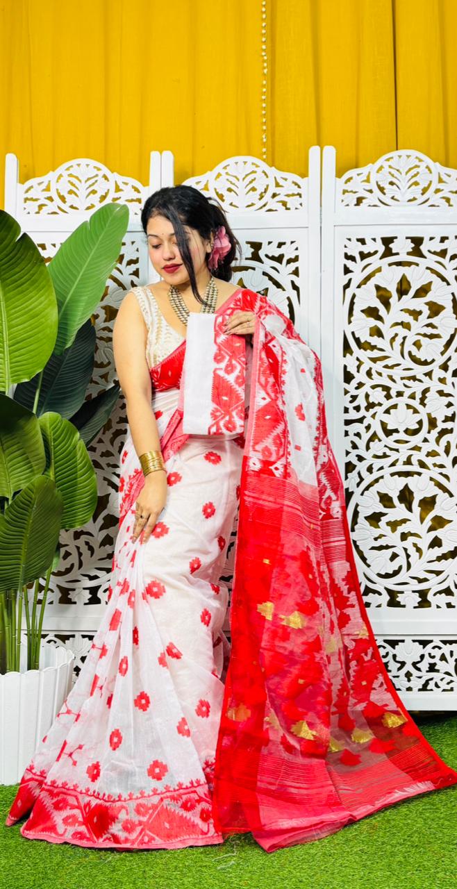 Taan Agni Dhakai Jamdani Saree