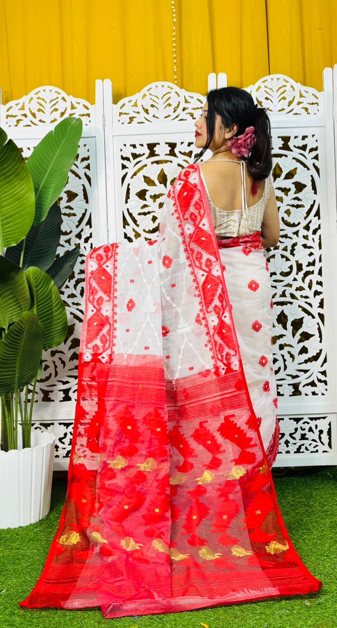 Taan Agni Dhakai Jamdani Saree