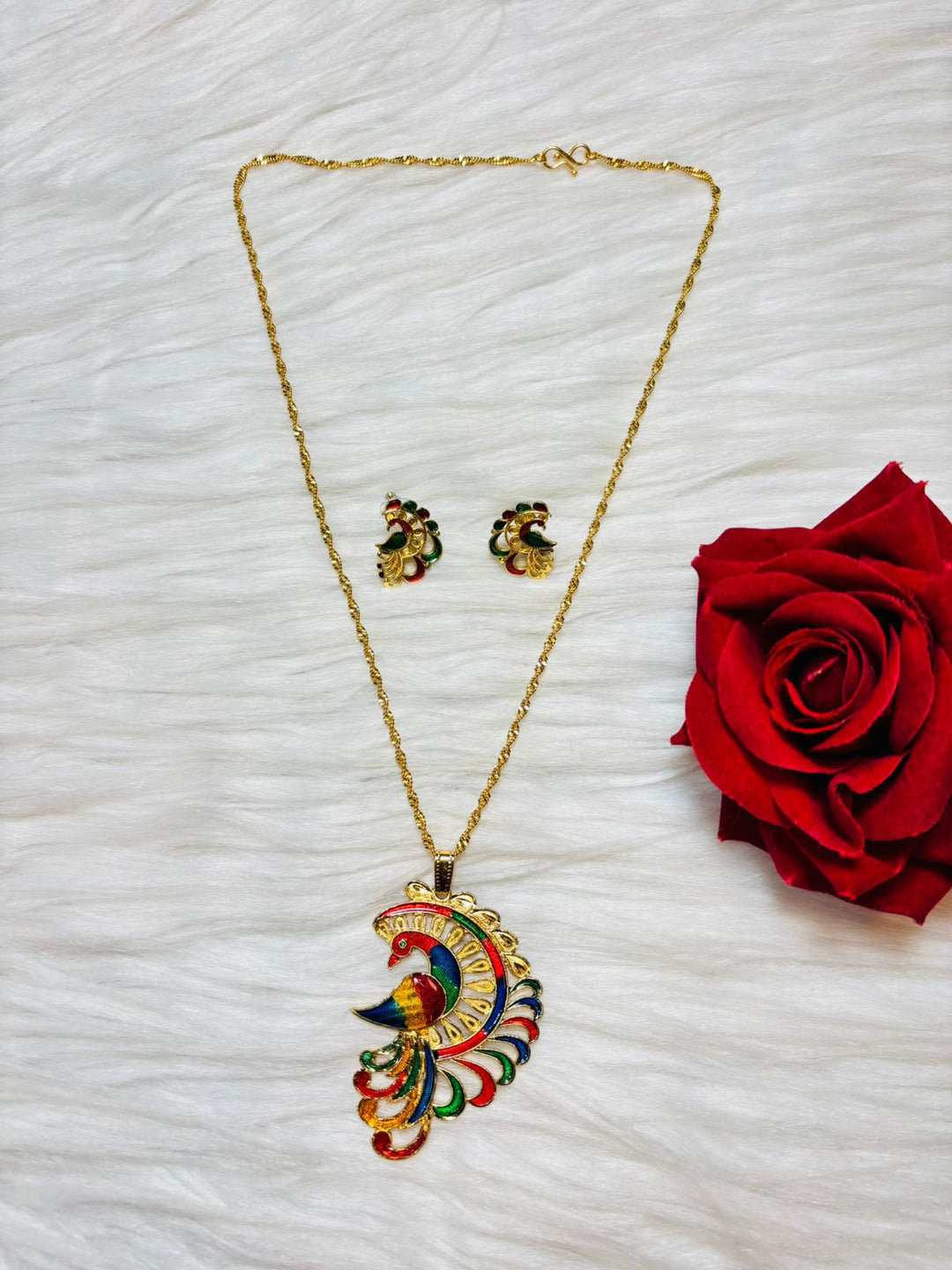 Peacock Shine-Gold Plated Jewellery Set