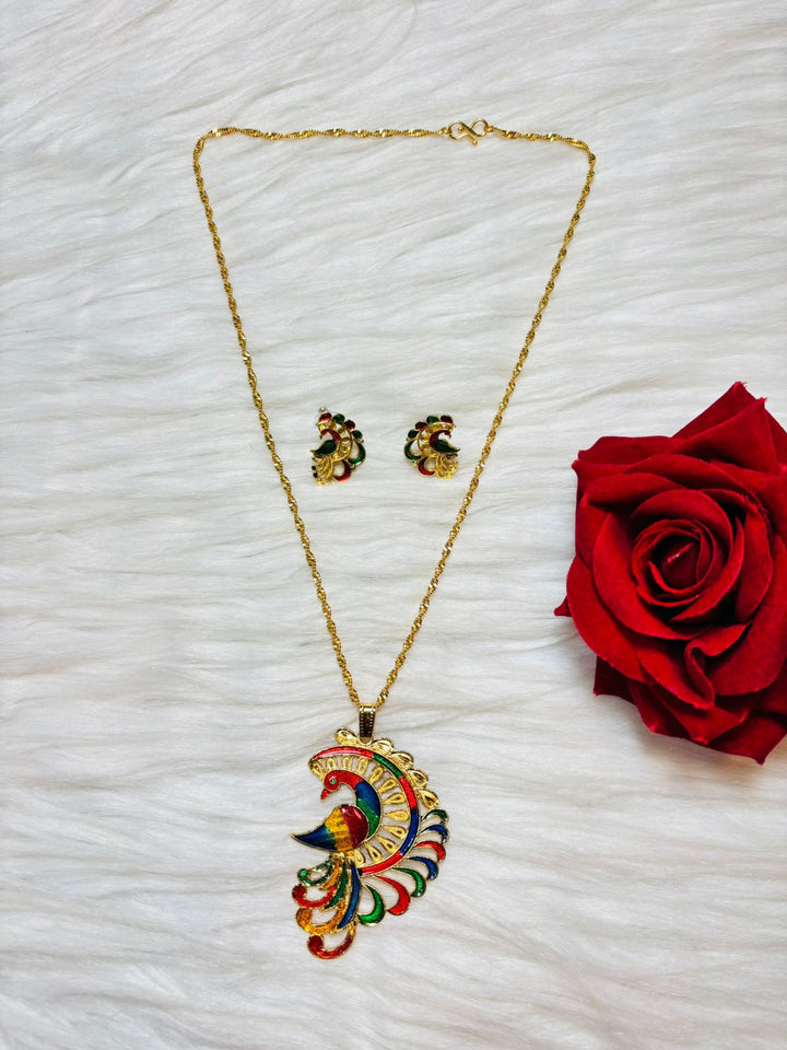 Peacock Shine-Gold Plated Jewellery Set