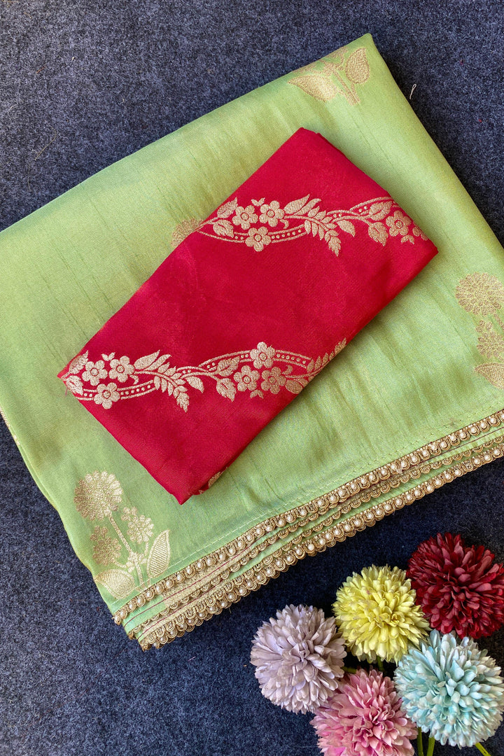 Unspoken Flame Semi Dola Silk Designer Saree