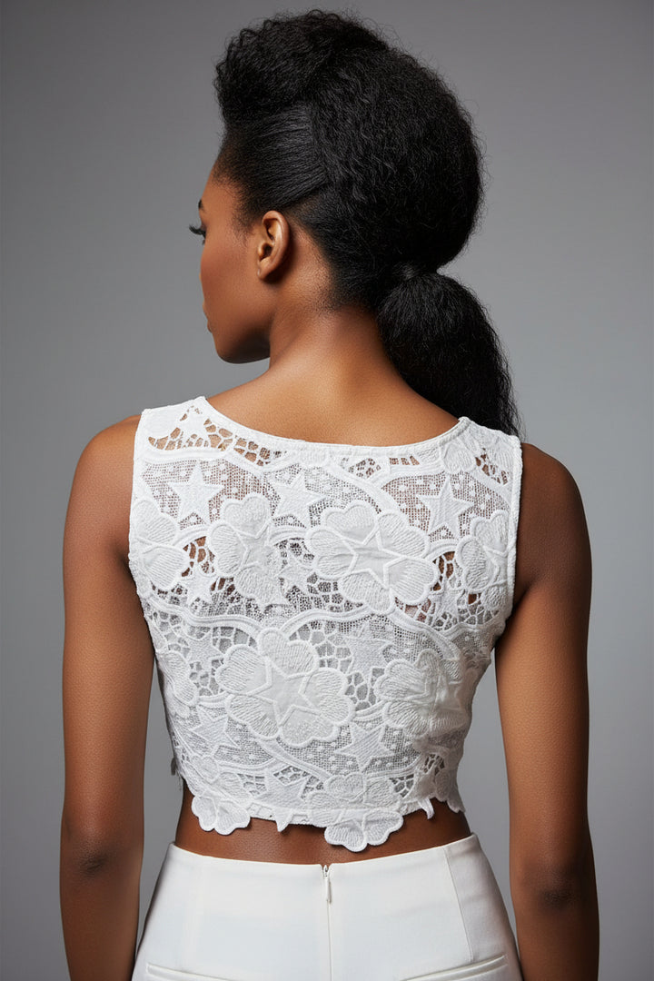 Rising Star -White Crochet  Blouse