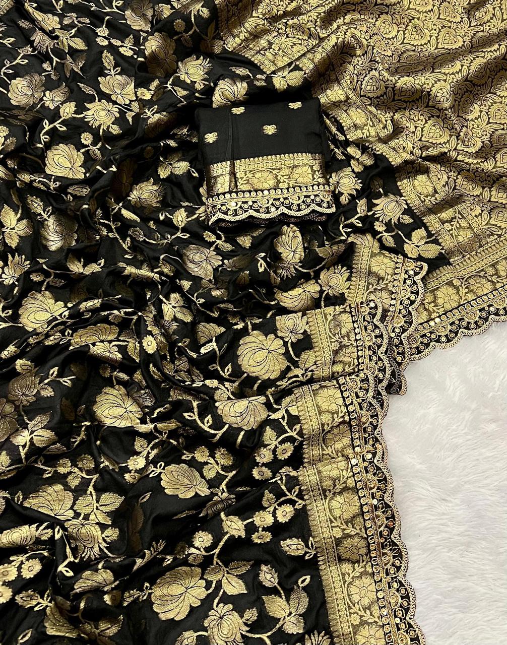 Golden Origin Designer Black Georgette Saree