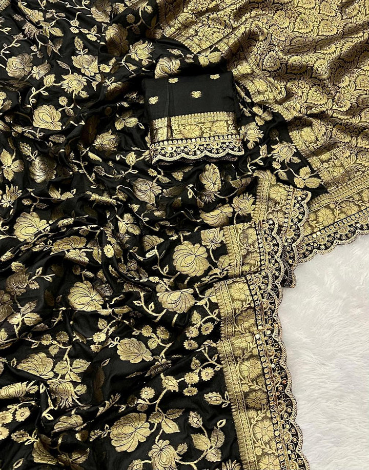 Golden Origin Designer Black Georgette Saree