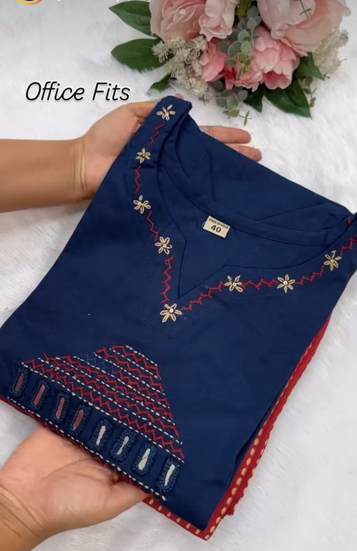 Flower petal Designer Cotton Kurti Set