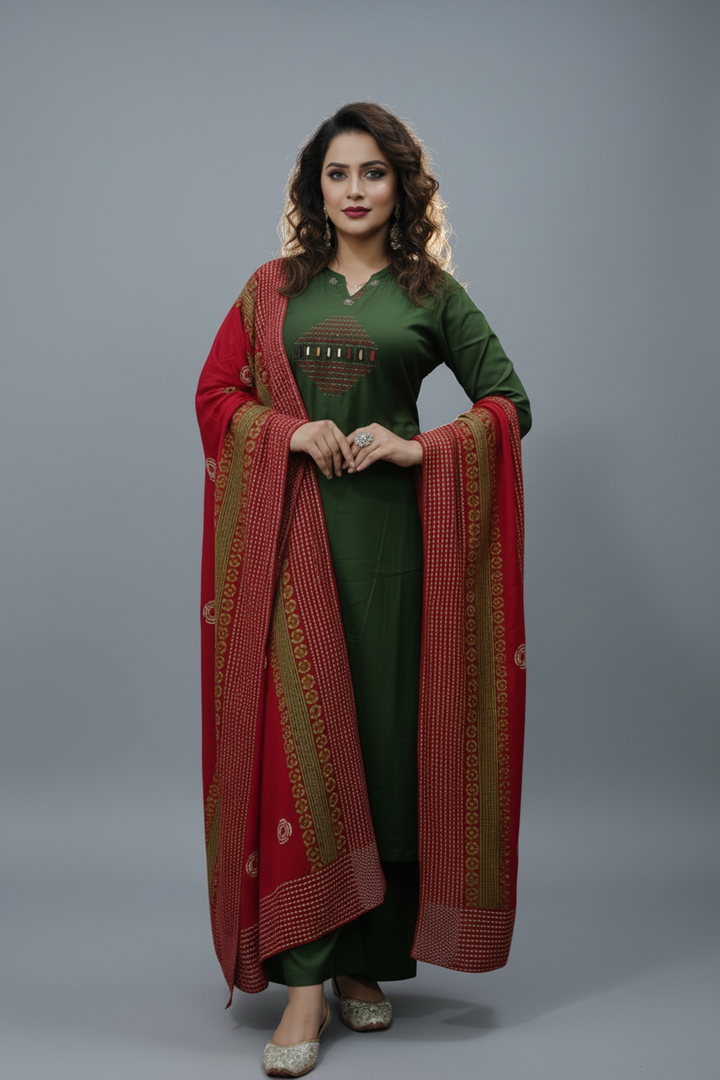 Flower petal Designer Cotton Kurti Set