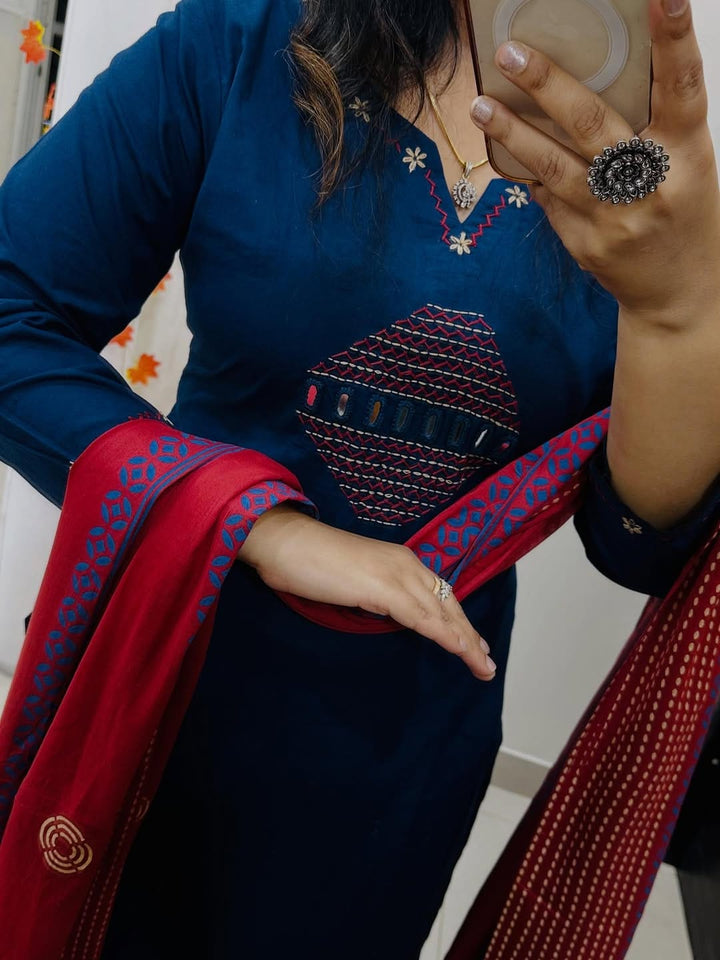 Flower petal Designer Cotton Kurti Set