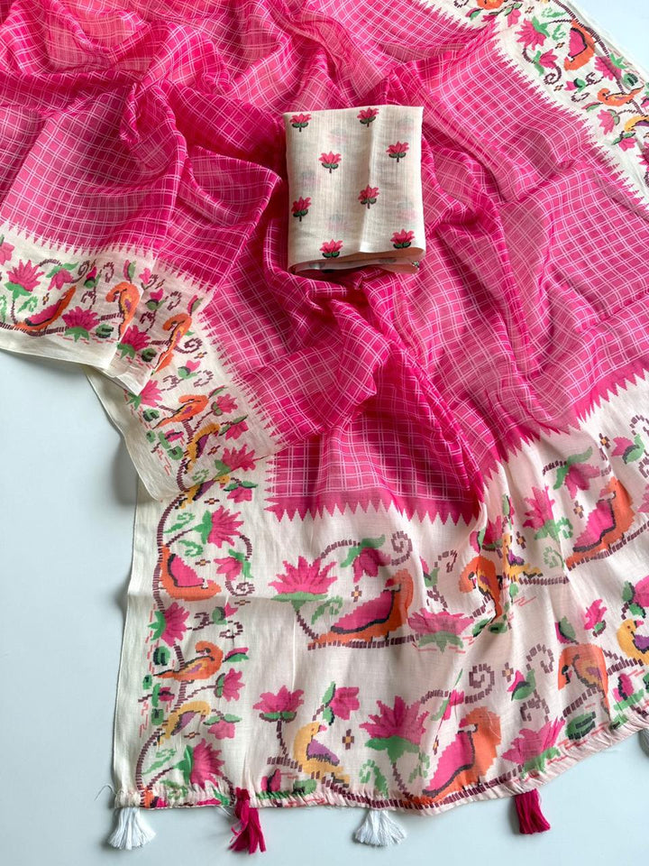 Blossom Haze Digital Print Linen Saree