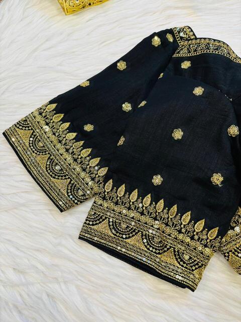 Sweet Embrace Black Color Designer Blouse(V-Neck)