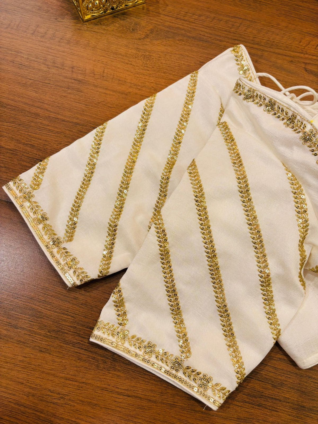 Partywear White Vichitra Silk Blouse