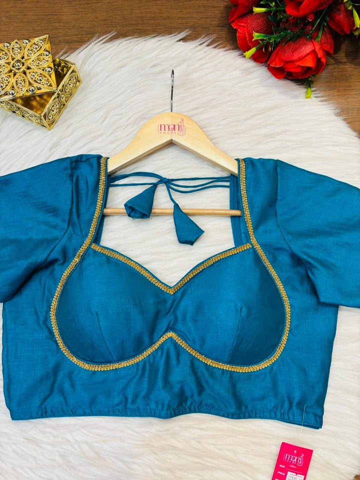 Golden Glow- Vichitra Silk Blouse