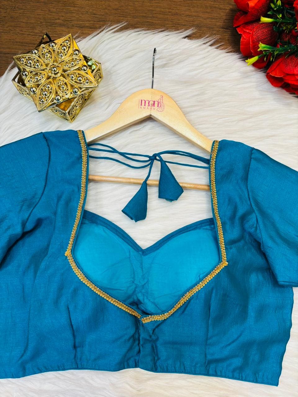 Golden Glow- Vichitra Silk Blouse