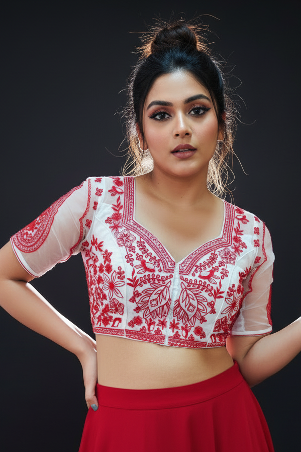 Red Thread Organza Blouse