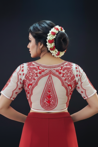 Red Thread Organza Blouse